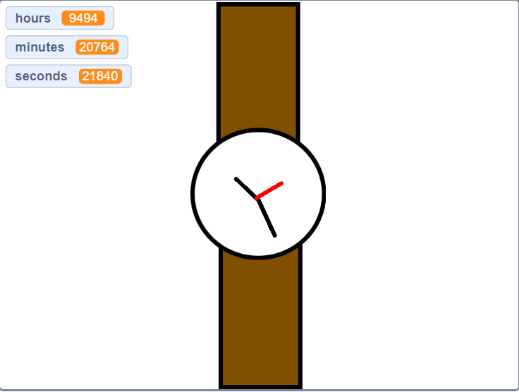 Animação relógio feita no Scratch